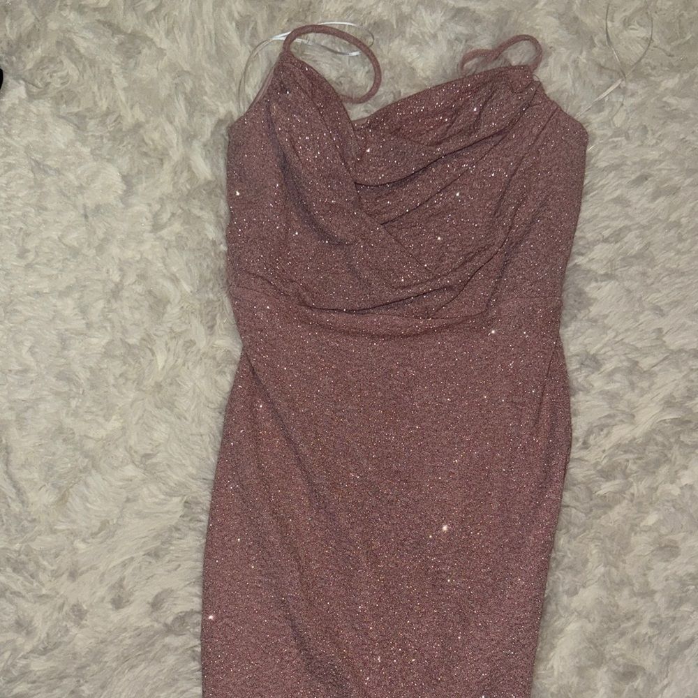 Windsor Glittering Strapless Dress in Rose Gold